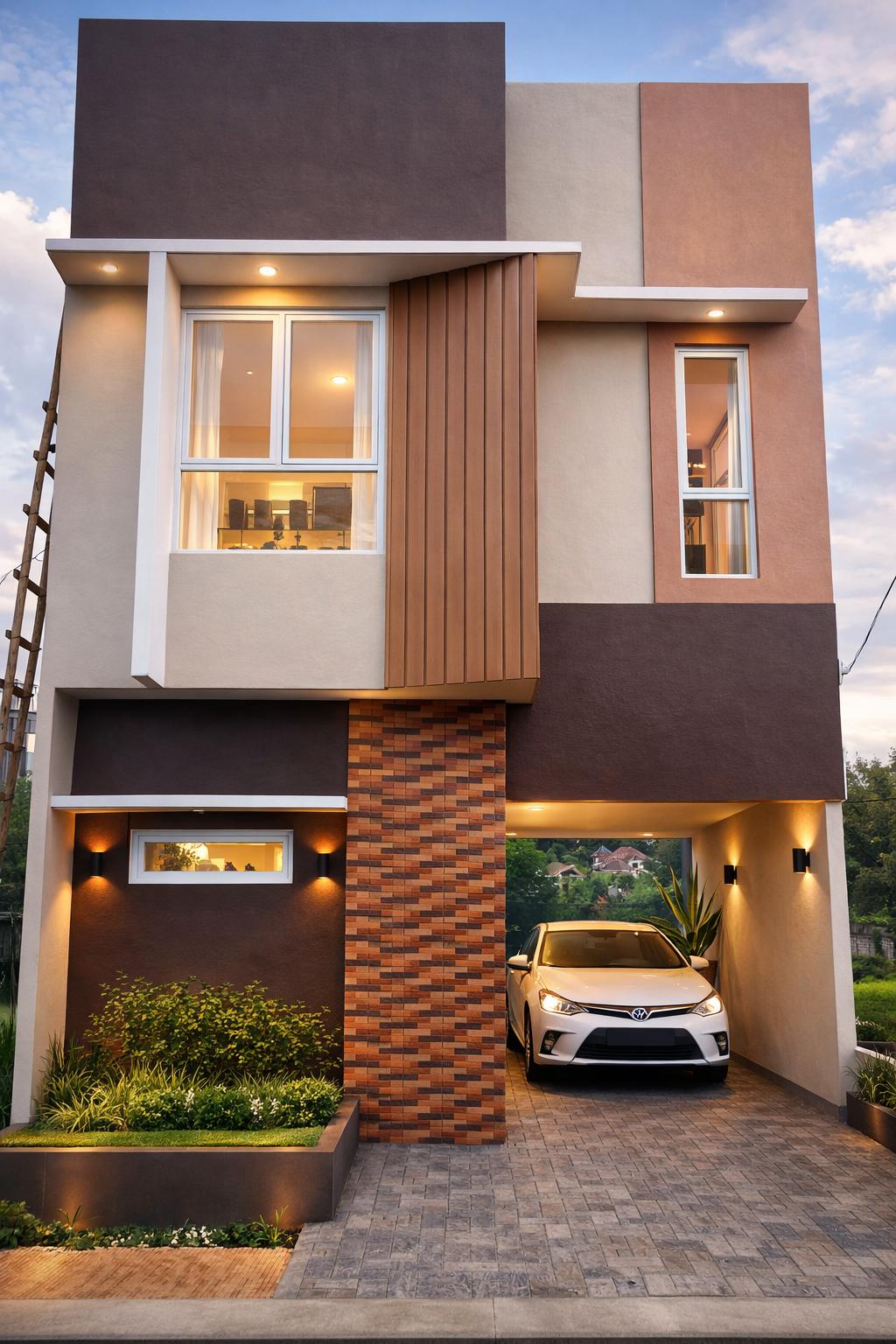 Tampak depan unit dua lantai